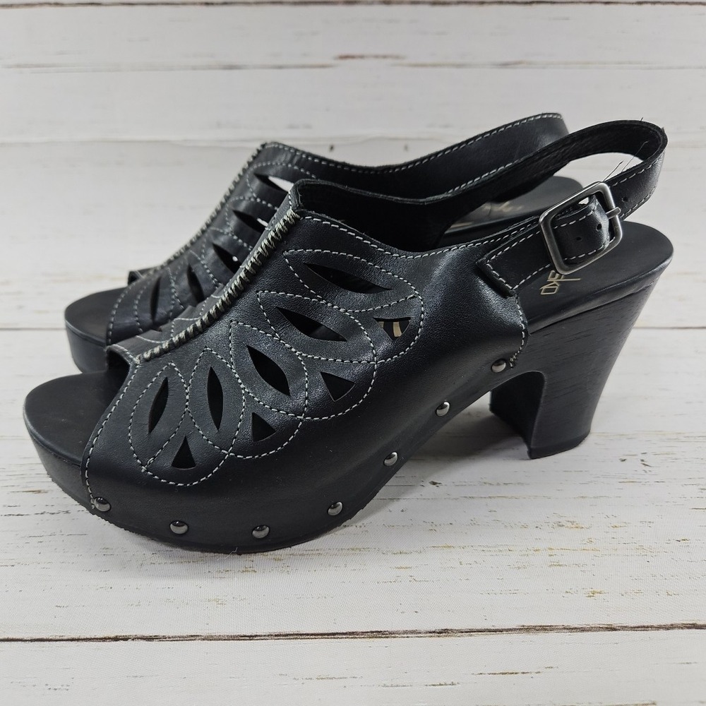 Dansko Rowena Peep Toe Platform Slingback Cutout‎ Leather Clog EU 39 US 8.5-9